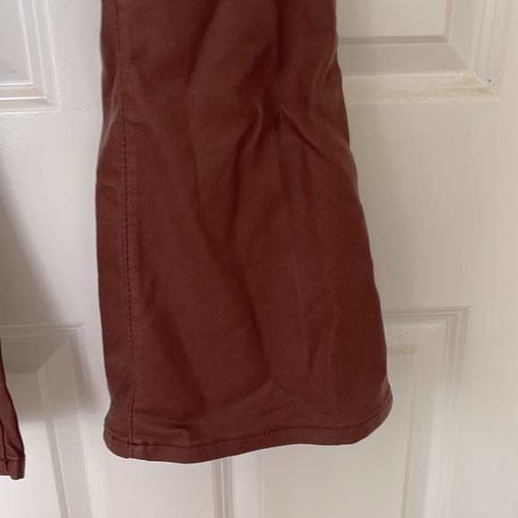 Edikted Pants Edikted Leather Flare Pants Brown Poshmark